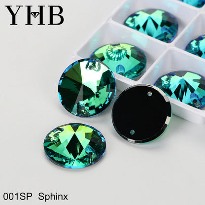 Strass à coudre YHB Crystal Rivoli – Pierres à coudre plates en verre pour vêtements, sacs et artisanat de bricolage