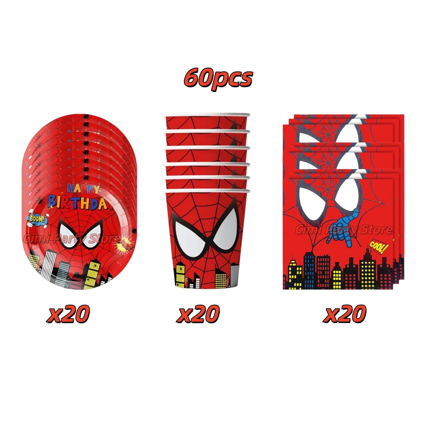 Spider Hero Birthday Party Supplies Set – Kids' Party Tableware Kit with Plates, Cups, Tablecloth, Backdrop, Balloons & Decorations