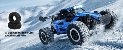 Camión Monstruo RC 4x4 a Escala 1:16, 20 KM/H, Coche Teledirigido con Carrocería de Aleación, Faros LED y Juguete de Carreras Todoterreno de 2.4GHz para Niños