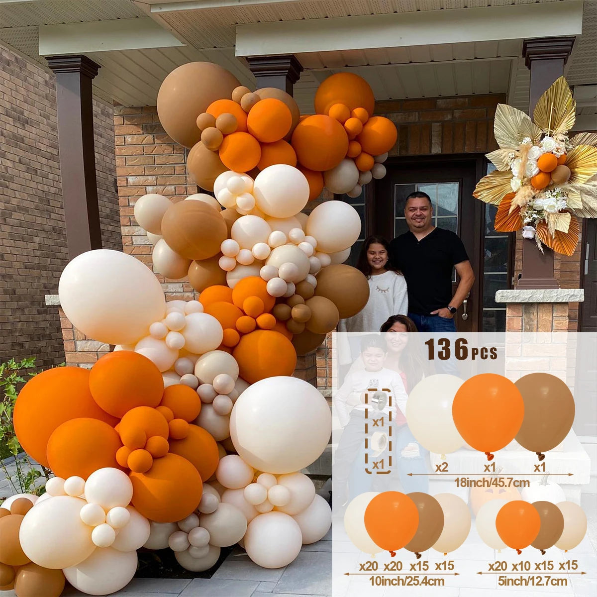 Matte Orange, Yellow, White & Gold Balloon Garland Arch Kit – Wedding, Baby Shower, 1st Birthday & Party Decorations