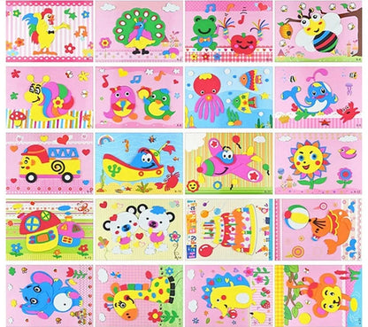 10/20PCS Pegatinas de Animales 3D de Goma EVA – Juego de Manualidades de Puzle de Dibujos Animados para Niños, Juguete Educativo Creativo, Regalo de Actividad Artística de Múltiples Diseños