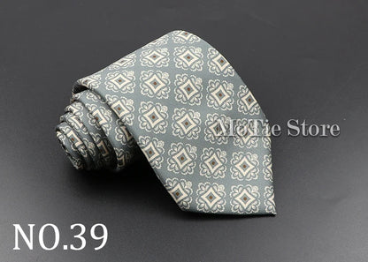 Men's 7.5cm Soft Silk Necktie – Floral & Dot Pattern Tie for Weddings, Business, Parties & Formal Wear