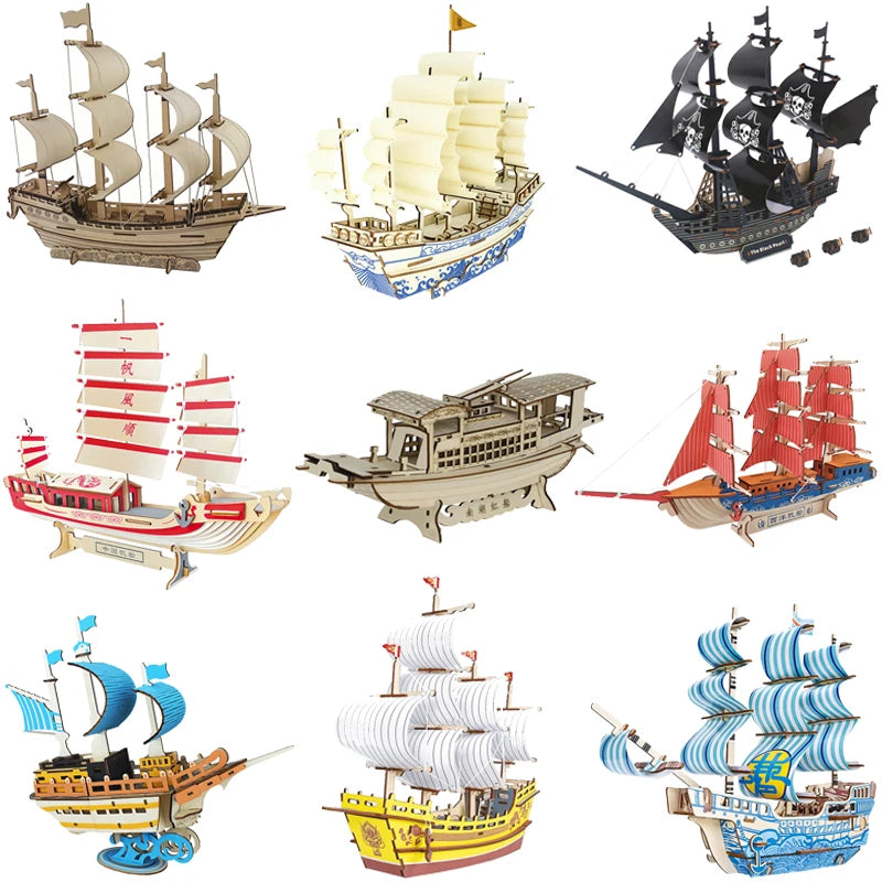 Maqueta 3D de Barco de Vela de Madera – Kit de Montaje de Barco de Madera DIY, Juguete Educativo de Construcción, Proyecto de Manualidades Creativo y Regalo de Fiesta para Niños
