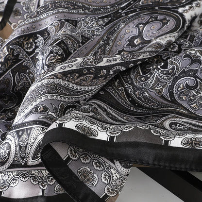 Bohemian Style Print Luxury Brand Silk Square Scarf Women Satin Shawls Neckerchief Wrap Scarves Bandana Hair Hjiab Floral