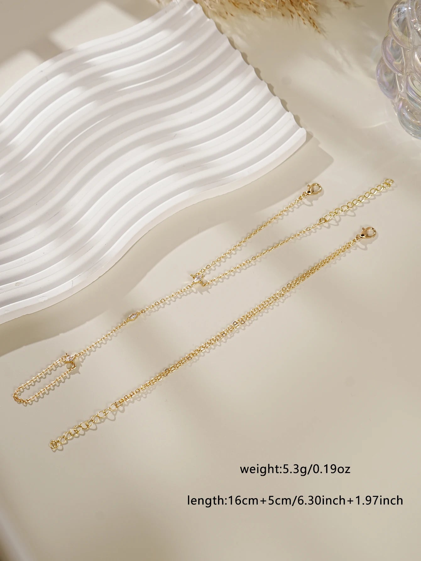 Pulsera de dedo con cadena ultradelgada de 2 piezas – Joyas de cadena de mano minimalistas en capas para mujer | Accesorio de moda diario