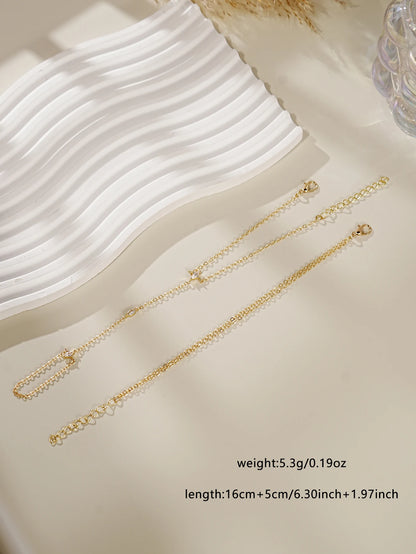 Pulsera de dedo con cadena ultradelgada de 2 piezas – Joyas de cadena de mano minimalistas en capas para mujer | Accesorio de moda diario