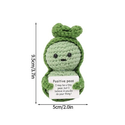 Poupée à énergie positive tissée à la main – Figurine en crochet de légumes et d'animaux avec carte de câlins, cadeau de festival fait à la main et artisanat de décoration intérieure créatif