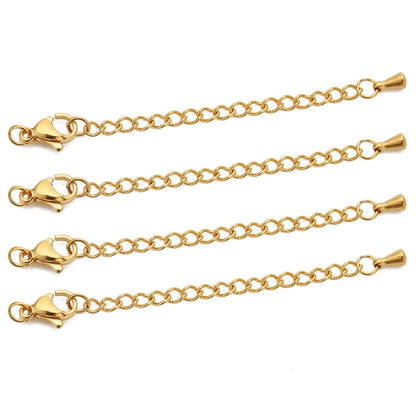 10 chaînes d'extension en acier inoxydable avec fermoirs mousquetons – Rallonges pour colliers et bracelets DIY