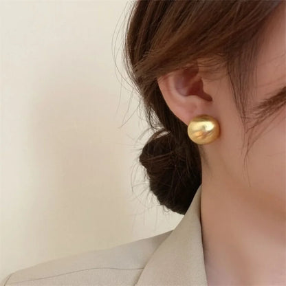 Women’s Charm Exaggerated Round Matte Stud Earrings Korean Fashion Party Temperament Jewelry