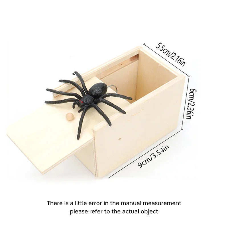 Juguete de Broma Araña con Caja de Madera – Regalo Realista de Halloween para Niños, Casas Embrujadas y Recuerdos de Fiesta