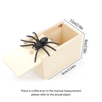 Juguete de Broma Araña con Caja de Madera – Regalo Realista de Halloween para Niños, Casas Embrujadas y Recuerdos de Fiesta
