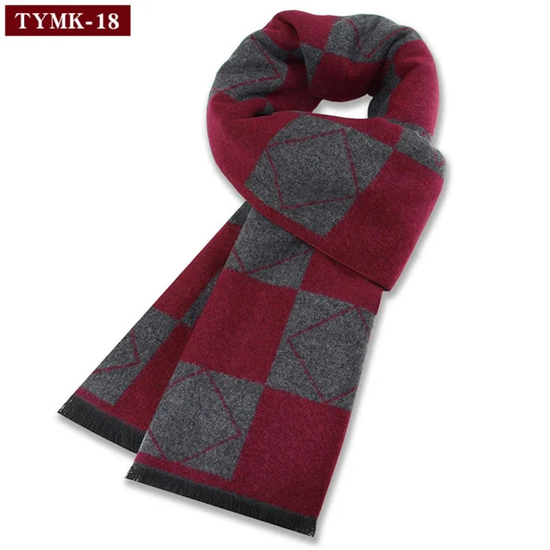 Écharpe d'hiver en imitation cachemire pour homme, douce à carreaux, chaude en mélange de laine, longue, châle, cache-col