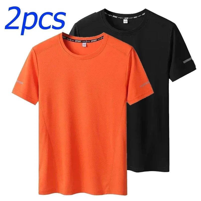 1/2PCS Plus Size Men's Quick-Dry T-Shirts – Short-Sleeve Gym & Running Tops, Lightweight Fitness Training Jerseys & Sportswear
