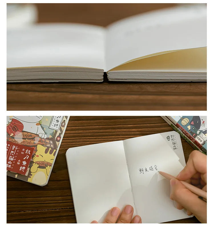 Carnet de poche Kawaii Chat de dessin animé – Mini carnet, agenda et journal de style japonais pour l'école et les voyages