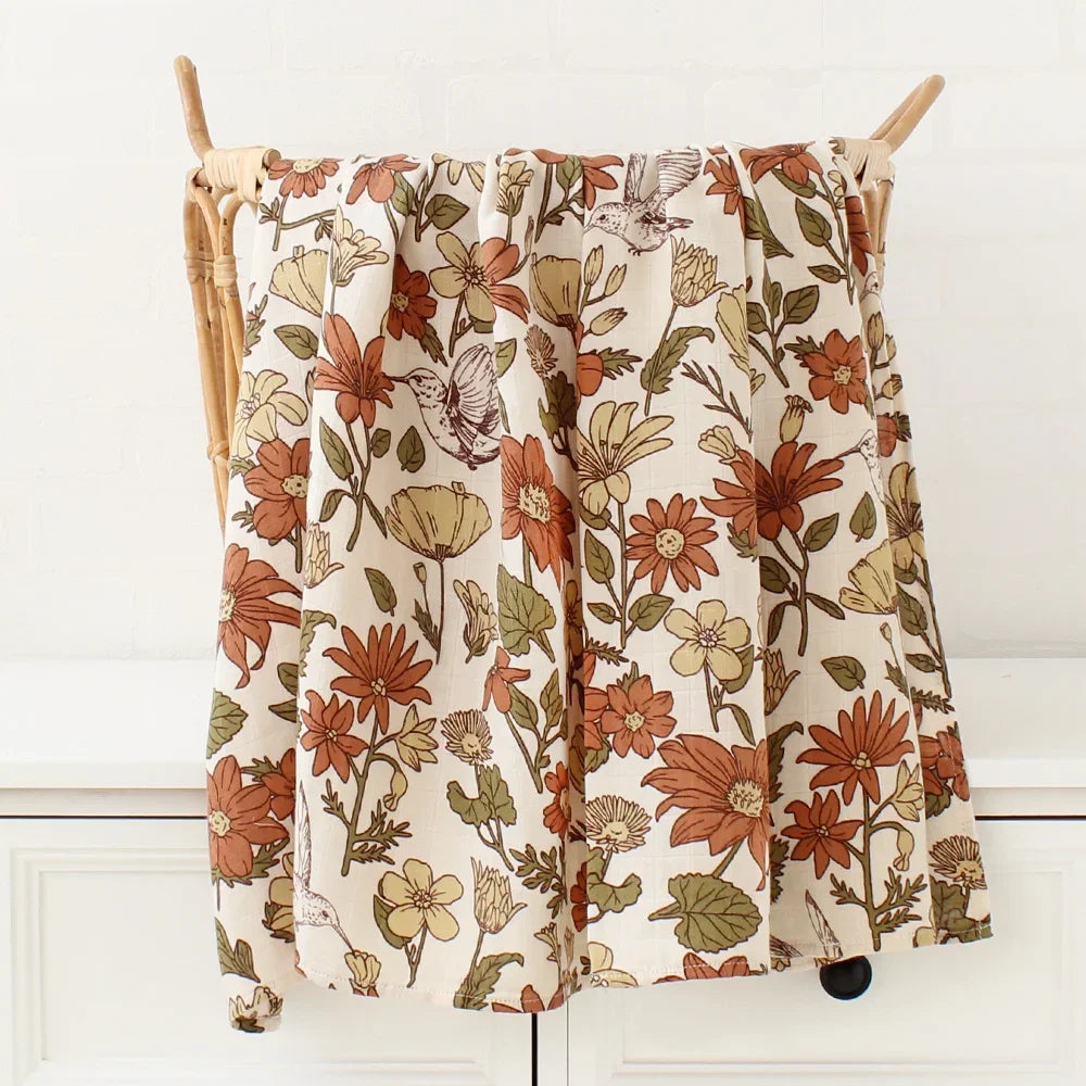 Couverture d'emmaillotage pour bébé en mousseline de bambou – Ultra douce 120 x 120 cm, couverture de naissance, d'emmaillotage et de chambre d'enfant
