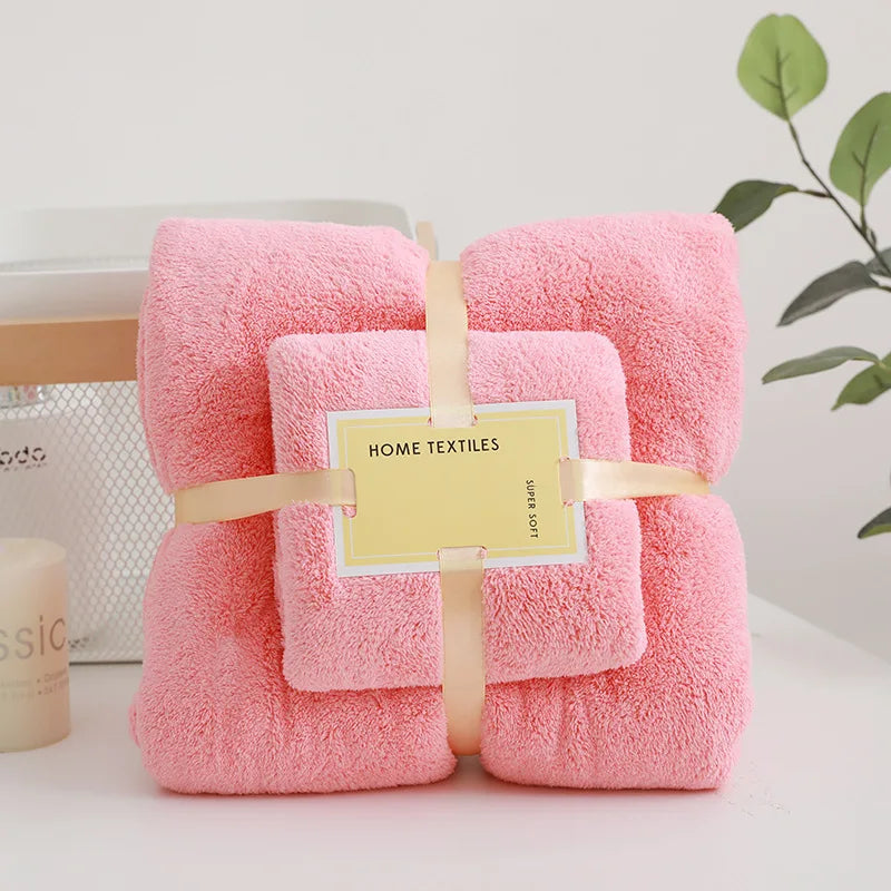 Juego de 2 toallas de baño de terciopelo coral – Súper suaves, altamente absorbentes, de secado rápido, calidad de hotel y spa de lujo para adultos, baño, hogar y viajes
