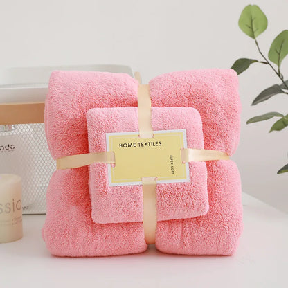 Juego de 2 toallas de baño de terciopelo coral – Súper suaves, altamente absorbentes, de secado rápido, calidad de hotel y spa de lujo para adultos, baño, hogar y viajes