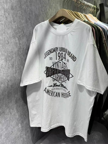 Unisex Retro Cotton T-Shirt – Vintage Printed Short Sleeve Loose Fit Casual Tee, Quick-Dry Summer Fashion Top