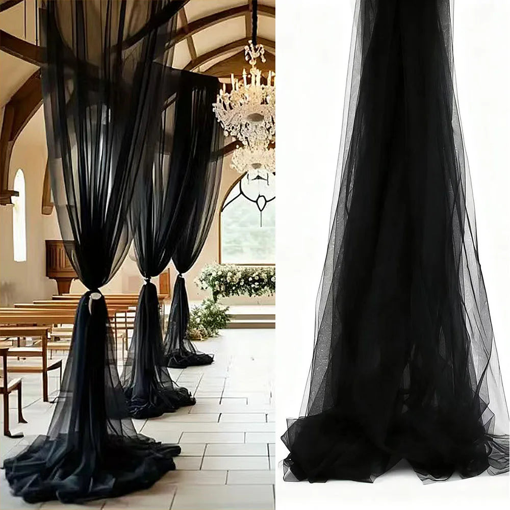 White Sheer Wedding Arch Drapes – 75cm x 6M Tulle Backdrop Fabric for Ceremonies & Parties