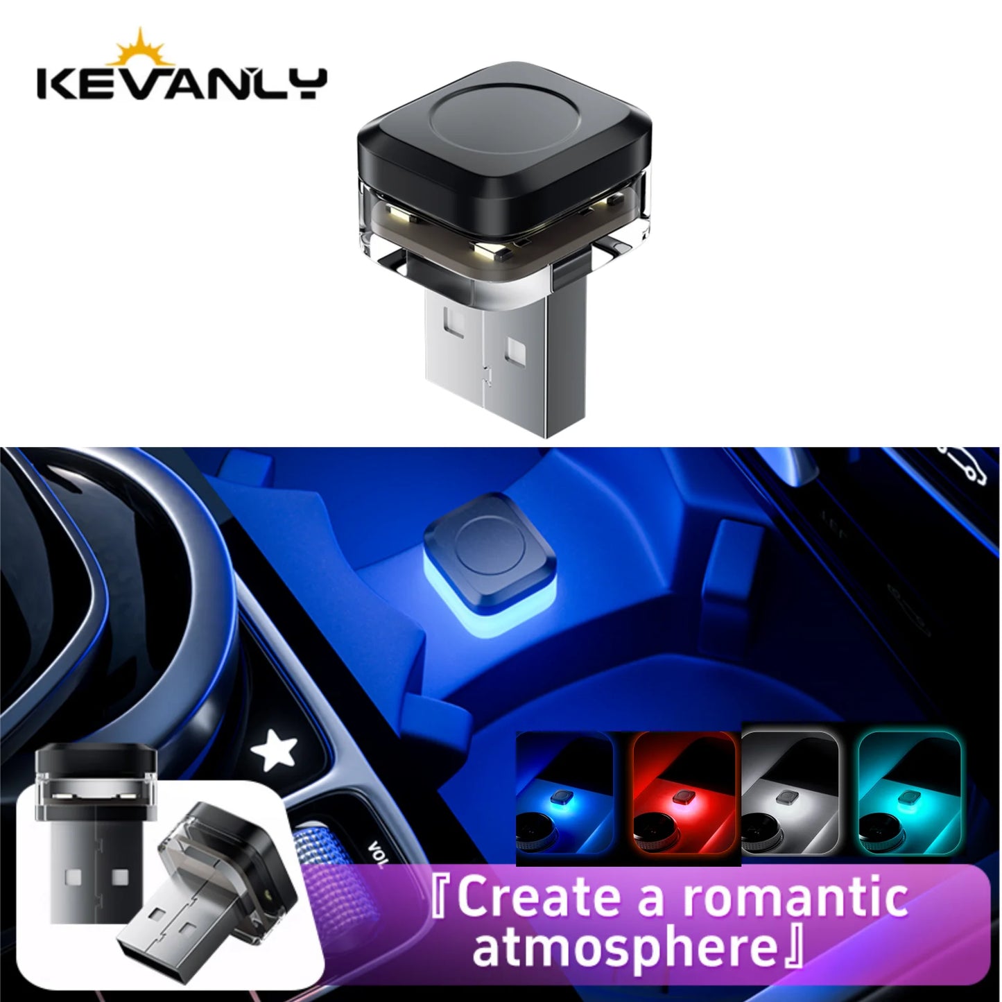 Universal USB LED Car Interior Ambient Light – Plug & Play Mood Lamp for Reading & Interior Décor