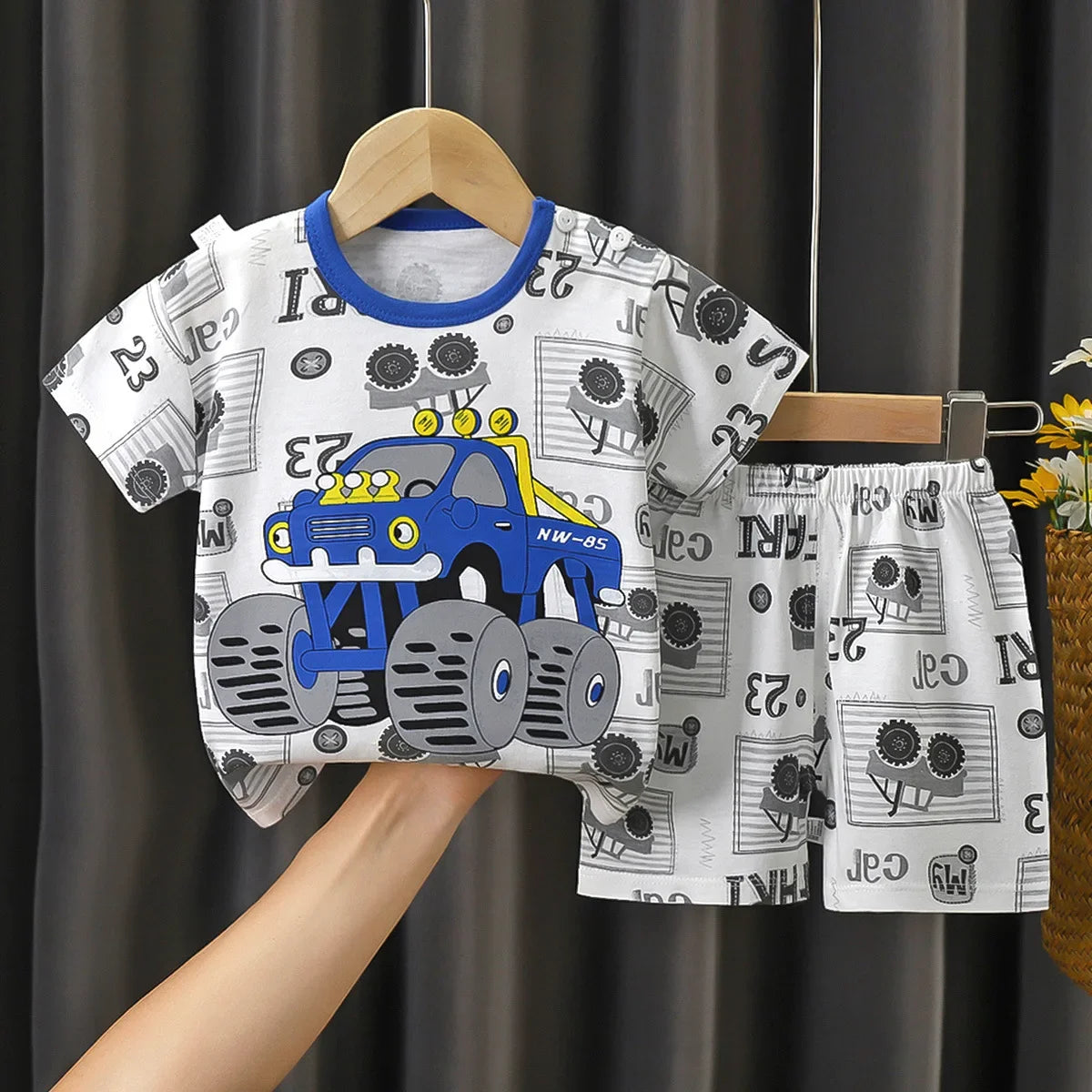Conjunto de ropa de verano para niños de 2 piezas – Conjunto de camiseta y pantalones cortos de algodón para niños y niñas, ropa de manga corta para bebés, traje informal suave para niños para el juego diario y la comodidad