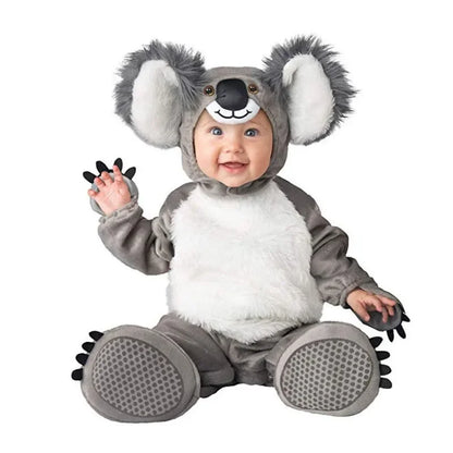 Children's Koala Cosplay Costume – Cute Baby Koala Hoodie Vest Animal Outfit Winter Pajamas Fancy Dress for Toddlers 1–3 Years
