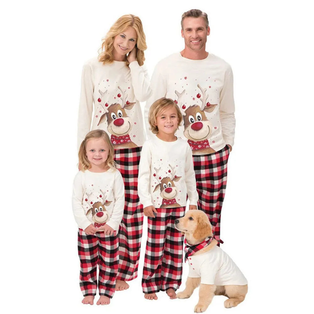 Christmas Family Matching Pajamas Set – 2-Piece Xmas Sleepwear for Mom, Dad & Kids, Baby Rompers, Casual Loose Family Holiday Outfits