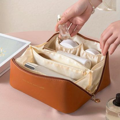 Trousse de Maquillage de Luxe pour Femmes – Trousse de Toilette Portable, Pochette de Rangement Cosmétique avec Fermeture Éclair, Boîte de Rangement de Voyage pour Maquillage, Soins de la Peau et Essentiels Personnels