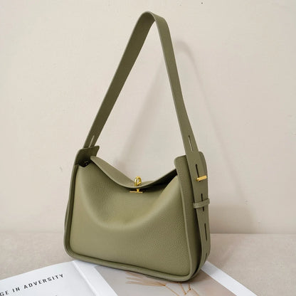 Women's Genuine Leather Shoulder Bag – Luxury Cowhide Crossbody & Underarm Tote with Large Capacity, Elegant Fashion Handbag for Everyday Use