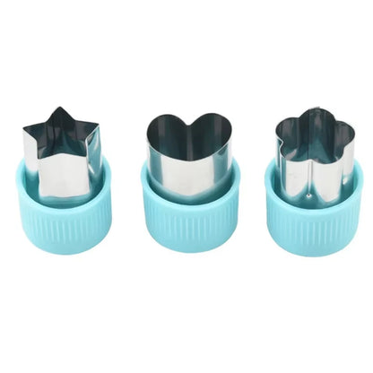 3PCS Star & Heart Shape Vegetable Cutters – Stainless Steel Fruit & Vegetable Cookie Cutters with Plastic Handles, Portable Kitchen Cutting Tools