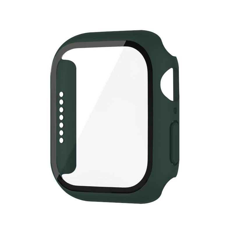 Funda con protector de pantalla de cristal templado para Apple Watch Series 10, 9, 8, 7, 6, SE y 5 (38 mm-46 mm) – Cubierta protectora completa 2 en 1