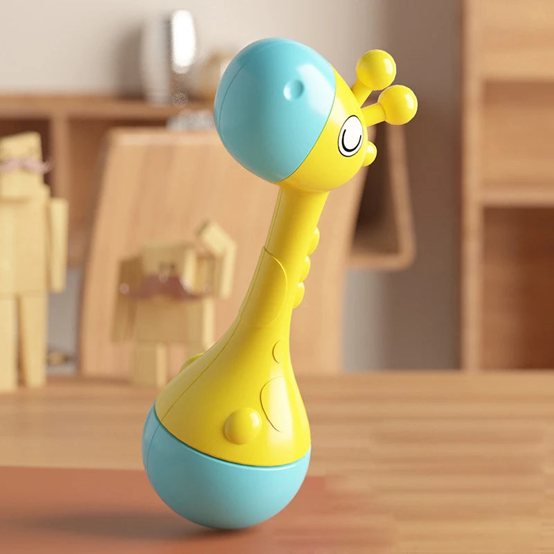 Hochet Girafe – Hochet Musical Sensoriel pour Nouveau-Né (0-12 Mois), Jouet de Dentition pour Bébé, Hochet Musical en Forme de Marteau de Sable pour le Développement et l'Éveil de Bébé