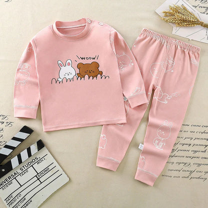 Conjunto de pijama de algodón para niños – Ropa de dormir de dibujos animados de otoño invierno para niños y niñas, conjunto de ropa de descanso suave para niños, ropa de noche acogedora y conjunto para el hogar para un sueño cómodo