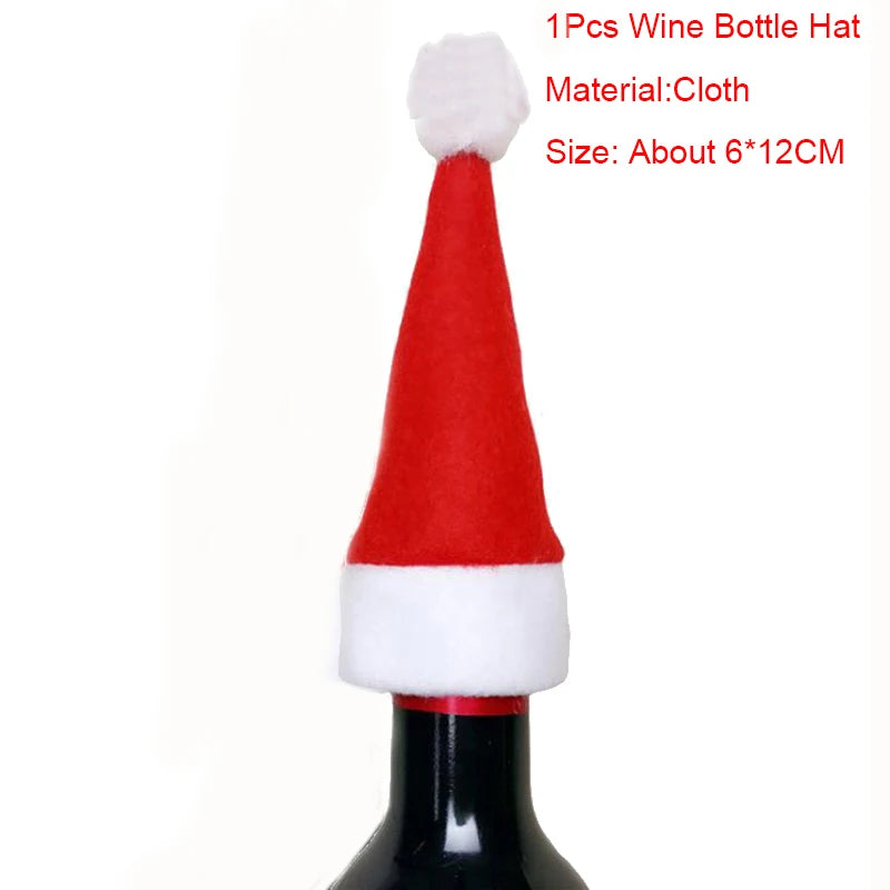 Christmas Wine Bottle Cover Set – Red Dress Wine Bottle Bag for Xmas, New Year Gifts, Navidad Party & Dinner Table Decor