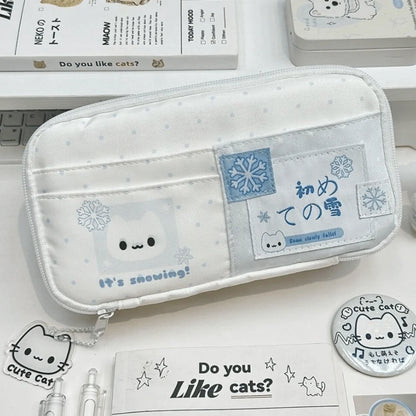 Trousse à crayons Chat à pois – Sac à stylos mignon grande capacité multi-couches, Organisateur de papeterie élégant pour l'école, le bureau et l'utilisation quotidienne