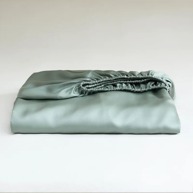Luxury Mulberry Silk Fitted Sheet – Soft Elastic Mattress Cover for Single, Double, Queen & King Beds