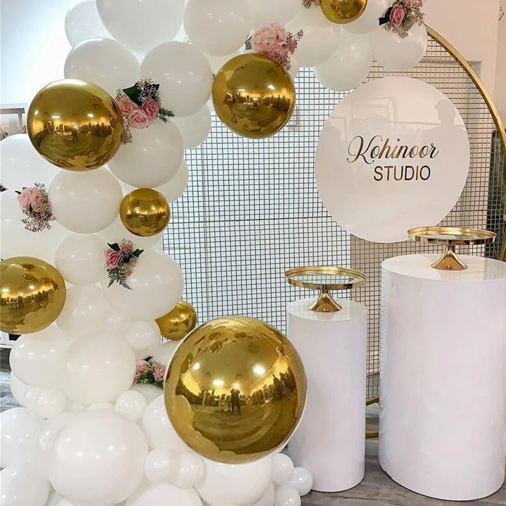 Globos metálicos redondos de aluminio 4D – Decoraciones para fiestas de cumpleaños, bodas y revelaciones de género en oro rosa y plata