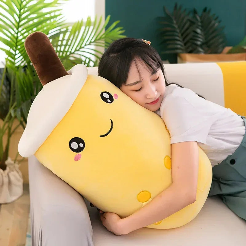 Giant Bubble Tea Plush Pillow – 22–70cm Squishy Milk Tea Boba Stuffed Toy Fruit Drink Bottle Decor Gift