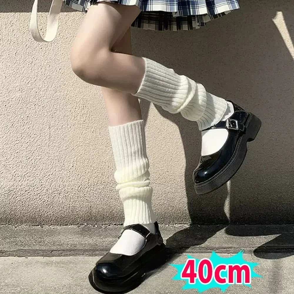 Calentadores de piernas de punto Lolita para mujer – Puños largos de ganchillo para botas y calentadores de pies de invierno Y2K (40–70 cm)