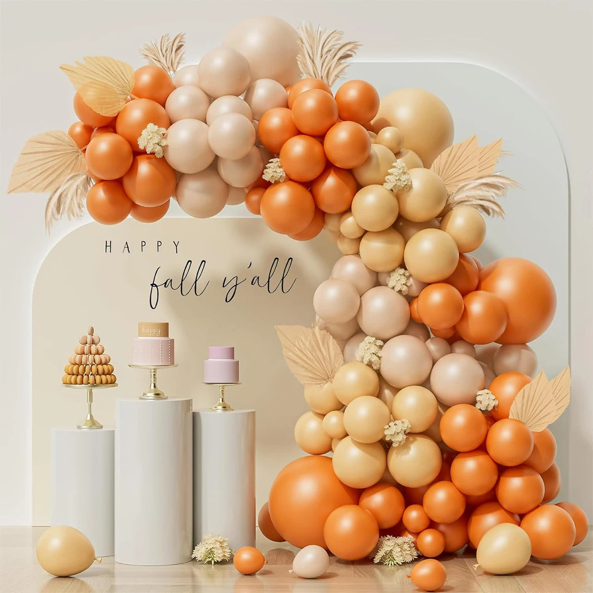 Matte Orange, Yellow, White & Gold Balloon Garland Arch Kit – Wedding, Baby Shower, 1st Birthday & Party Decorations