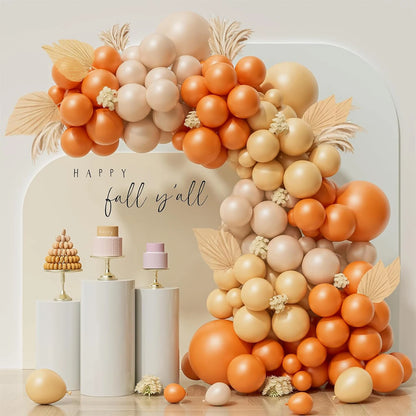 Matte Orange, Yellow, White & Gold Balloon Garland Arch Kit – Wedding, Baby Shower, 1st Birthday & Party Decorations