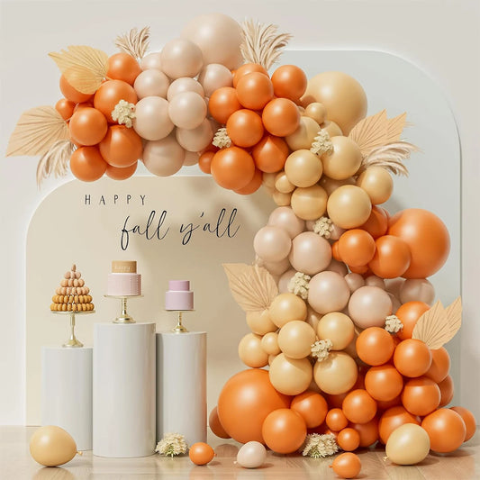 Matte Orange, Yellow, White & Gold Balloon Garland Arch Kit – Wedding, Baby Shower, 1st Birthday & Party Decorations