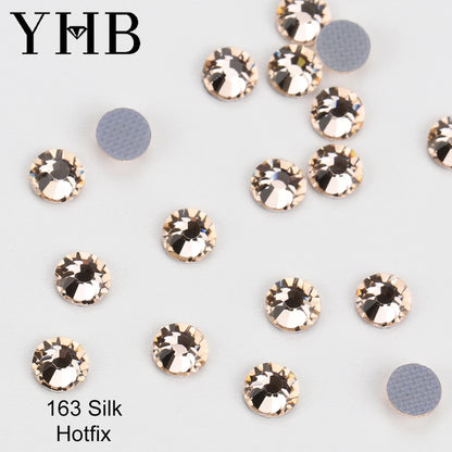 Pedrería Termoadhesiva Blanca Seda Mocca YHB – Cristales Premium de Espalda Plana para Zapatos, Bolsos, Ropa, Joyería y Manualidades DIY