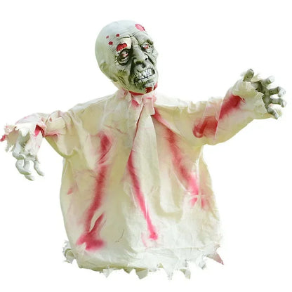 Halloween Voice-Controlled Luminous Ghost Decoration, Large Swinging LED Hanging Ground Stake Prop, Scary Sound-Activated Outdoor Horror Scene Decor for Halloween Parties and Haunted Houses