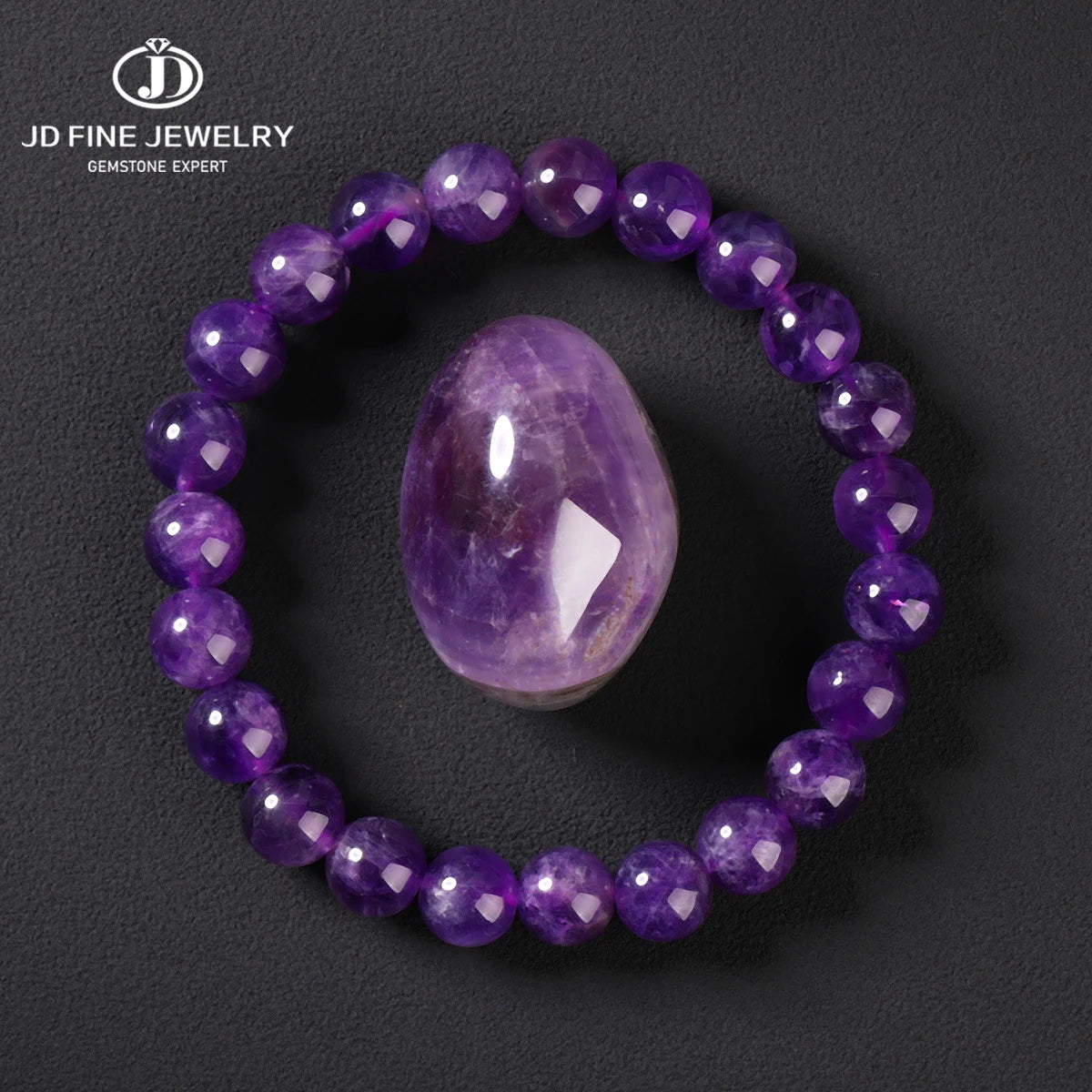 Bracelet en perles d'améthyste naturelle – Bracelet extensible en cristal véritable pour hommes et femmes, bijou de méditation yoga et accessoire de mode