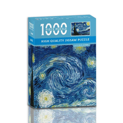Mini puzzle de 1000 pièces – Puzzle de peinture à l'huile célèbre de Van Gogh pour adultes, jeu de puzzle d'art 38 × 26 cm, jouet éducatif casse-tête et cadeau de Noël