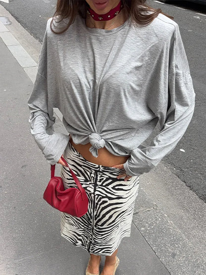 Women’s Zebra Print Midi Skirt – High-Waist Straight Pencil Skirt, Vintage Animal Pattern Bottom for Elegant Casual Autumn Streetwear