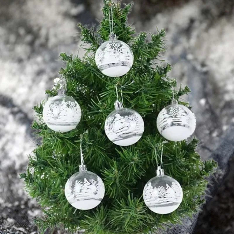 6PCS Clear White Snowball Christmas Ornaments – Hanging Ball Pendants for Xmas Tree, Home, New Year & Holiday Decorations