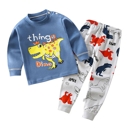 Conjunto de pijama de algodón para niños – Ropa de dormir de dibujos animados de otoño invierno para niños y niñas, conjunto de ropa de descanso suave para niños, ropa de noche acogedora y conjunto para el hogar para un sueño cómodo