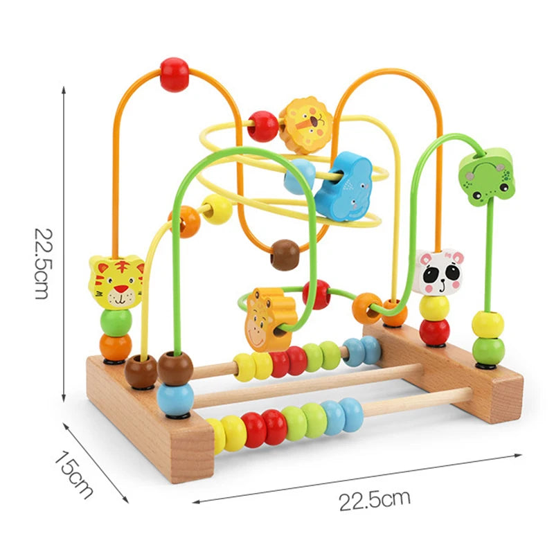 Jouet Montessori en bois de montagnes russes – Labyrinthe de perles pour bébé, boulier d'apprentissage des mathématiques pour les tout-petits de 1 à 3 ans, cadeau de développement éducatif précoce